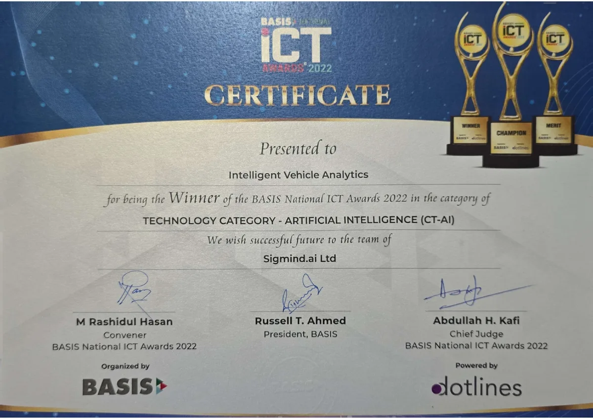BASIS National ICT Award — Winner (AI Category) - Winner Certificate
